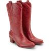 image:imageDREAM PAIRS Cowboy Boots for Women Cowgirl Western Boots Fashion Embroidery Stitched Chunky Heel Mid Calf BootsRedpu