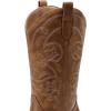 image:imageDREAM PAIRS Cowboy Boots for Women Cowgirl Western Boots Fashion Embroidery Stitched Chunky Heel Mid Calf BootsTan