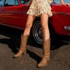 image:imageDREAM PAIRS Cowboy Boots for Women Cowgirl Western Boots Fashion Embroidery Stitched Chunky Heel Mid Calf BootsTan