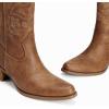 image:imageDREAM PAIRS Cowboy Boots for Women Cowgirl Western Boots Fashion Embroidery Stitched Chunky Heel Mid Calf BootsTan