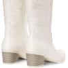image:imageDREAM PAIRS Cowboy Boots for Women Cowgirl Western Boots Fashion Embroidery Stitched Chunky Heel Mid Calf BootsWhitepu