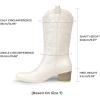 image:imageDREAM PAIRS Cowboy Boots for Women Cowgirl Western Boots Fashion Embroidery Stitched Chunky Heel Mid Calf BootsWhitepu
