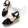 image:imageDREAM PAIRS Espadrille Dressy Wedge Sandals Womens Platform Sandals Casual Summer Comfortable High Heeled Wedges with Adjustable BuckleBlacknubuck