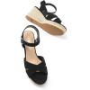 image:imageDREAM PAIRS Espadrille Dressy Wedge Sandals Womens Platform Sandals Casual Summer Comfortable High Heeled Wedges with Adjustable BuckleBlacknubuck