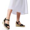 image:imageDREAM PAIRS Espadrille Dressy Wedge Sandals Womens Platform Sandals Casual Summer Comfortable High Heeled Wedges with Adjustable BuckleBlackpu