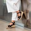 image:imageDREAM PAIRS Espadrille Dressy Wedge Sandals Womens Platform Sandals Casual Summer Comfortable High Heeled Wedges with Adjustable BuckleBlackpu