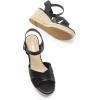 image:imageDREAM PAIRS Espadrille Dressy Wedge Sandals Womens Platform Sandals Casual Summer Comfortable High Heeled Wedges with Adjustable BuckleBlackpu