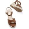 image:imageDREAM PAIRS Espadrille Dressy Wedge Sandals Womens Platform Sandals Casual Summer Comfortable High Heeled Wedges with Adjustable BuckleBrownnubuck