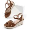 image:imageDREAM PAIRS Espadrille Dressy Wedge Sandals Womens Platform Sandals Casual Summer Comfortable High Heeled Wedges with Adjustable BuckleBrownnubuck