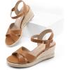 image:imageDREAM PAIRS Espadrille Dressy Wedge Sandals Womens Platform Sandals Casual Summer Comfortable High Heeled Wedges with Adjustable BuckleCamel