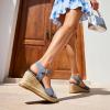 image:imageDREAM PAIRS Espadrille Dressy Wedge Sandals Womens Platform Sandals Casual Summer Comfortable High Heeled Wedges with Adjustable BuckleDenimcanvas