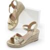 image:imageDREAM PAIRS Espadrille Dressy Wedge Sandals Womens Platform Sandals Casual Summer Comfortable High Heeled Wedges with Adjustable BuckleGoldmetallic