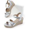 image:imageDREAM PAIRS Espadrille Dressy Wedge Sandals Womens Platform Sandals Casual Summer Comfortable High Heeled Wedges with Adjustable BuckleSilvermetallic