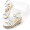 image:imageDREAM PAIRS Espadrille Dressy Wedge Sandals Womens Platform Sandals Casual Summer Comfortable High Heeled Wedges with Adjustable BuckleWhitepu