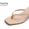 image:imageDREAM PAIRS Kitten Heels for Women Flip Flop Low Heels Square Open Toe Sandals Thong 197 Inch Heeled Sandals for Summer VocationNude