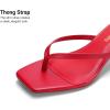 image:imageDREAM PAIRS Kitten Heels for Women Flip Flop Low Heels Square Open Toe Sandals Thong 197 Inch Heeled Sandals for Summer VocationRed