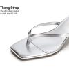 image:imageDREAM PAIRS Kitten Heels for Women Flip Flop Low Heels Square Open Toe Sandals Thong 197 Inch Heeled Sandals for Summer VocationSilver