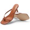 image:imageDREAM PAIRS Kitten Heels for Women Flip Flops Slip on Low Heels Open Square Toe Thong Heeled Strappy Sandals Slides Comfortable Dress ShoesBrown