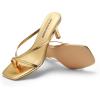 image:imageDREAM PAIRS Kitten Heels for Women Flip Flops Slip on Low Heels Open Square Toe Thong Heeled Strappy Sandals Slides Comfortable Dress ShoesGold