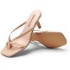 image:imageDREAM PAIRS Kitten Heels for Women Flip Flops Slip on Low Heels Open Square Toe Thong Heeled Strappy Sandals Slides Comfortable Dress ShoesNude
