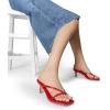 image:imageDREAM PAIRS Kitten Heels for Women Flip Flops Slip on Low Heels Open Square Toe Thong Heeled Strappy Sandals Slides Comfortable Dress ShoesRed