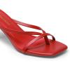 image:imageDREAM PAIRS Kitten Heels for Women Flip Flops Slip on Low Heels Open Square Toe Thong Heeled Strappy Sandals Slides Comfortable Dress ShoesRed