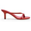 image:imageDREAM PAIRS Kitten Heels for Women Flip Flops Slip on Low Heels Open Square Toe Thong Heeled Strappy Sandals Slides Comfortable Dress ShoesRed