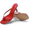 image:imageDREAM PAIRS Kitten Heels for Women Flip Flops Slip on Low Heels Open Square Toe Thong Heeled Strappy Sandals Slides Comfortable Dress ShoesRed