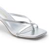 image:imageDREAM PAIRS Kitten Heels for Women Flip Flops Slip on Low Heels Open Square Toe Thong Heeled Strappy Sandals Slides Comfortable Dress ShoesSilver