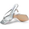 image:imageDREAM PAIRS Kitten Heels for Women Flip Flops Slip on Low Heels Open Square Toe Thong Heeled Strappy Sandals Slides Comfortable Dress ShoesSilver