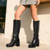 image:imageDREAM PAIRS Knee High Boots for Women Platform Square Toe Chunky Block Heeled Stylish Comfortable Tall Boots with Side ZipperBlack