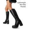 image:imageDREAM PAIRS Knee High Boots for Women Platform Square Toe Chunky Block Heeled Stylish Comfortable Tall Boots with Side ZipperBlack
