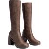 image:imageDREAM PAIRS Knee High Boots for Women Platform Square Toe Chunky Block Heeled Stylish Comfortable Tall Boots with Side ZipperBrown