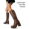 image:imageDREAM PAIRS Knee High Boots for Women Platform Square Toe Chunky Block Heeled Stylish Comfortable Tall Boots with Side ZipperBrown