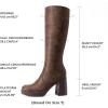 image:imageDREAM PAIRS Knee High Boots for Women Platform Square Toe Chunky Block Heeled Stylish Comfortable Tall Boots with Side ZipperBrown