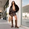 image:imageDREAM PAIRS Knee High Boots for Women Platform Square Toe Chunky Block Heeled Stylish Comfortable Tall Boots with Side ZipperBrown
