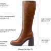 image:imageDREAM PAIRS Knee High Boots for Women Platform Square Toe Chunky Block Heeled Stylish Comfortable Tall Boots with Side ZipperLight Brown