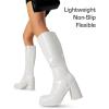 image:imageDREAM PAIRS Knee High Boots for Women Platform Square Toe Chunky Block Heeled Stylish Comfortable Tall Boots with Side ZipperWhitepat