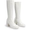 image:imageDREAM PAIRS Knee High Boots for Women Platform Square Toe Chunky Block Heeled Stylish Comfortable Tall Boots with Side ZipperWhitepat