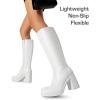 image:imageDREAM PAIRS Knee High Boots for Women Platform Square Toe Chunky Block Heeled Stylish Comfortable Tall Boots with Side ZipperWhitepu