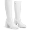 image:imageDREAM PAIRS Knee High Boots for Women Platform Square Toe Chunky Block Heeled Stylish Comfortable Tall Boots with Side ZipperWhitepu
