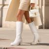 image:imageDREAM PAIRS Knee High Boots for Women Platform Square Toe Chunky Block Heeled Stylish Comfortable Tall Boots with Side ZipperWhitepu