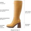 image:imageDREAM PAIRS Knee High Boots for Women Platform Square Toe Chunky Block Heeled Stylish Comfortable Tall Boots with Side ZipperYellow