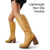 image:imageDREAM PAIRS Knee High Boots for Women Platform Square Toe Chunky Block Heeled Stylish Comfortable Tall Boots with Side ZipperYellow
