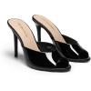 image:imageDREAM PAIRS Mule Heels for Women High Heels Stiletto Open Round Peep Toe Mules Sandals Slip on Dress Shoes Sexy Heeled for Party Dressy Prom WeddingBlackpat