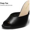 image:imageDREAM PAIRS Mule Heels for Women High Heels Stiletto Open Round Peep Toe Mules Sandals Slip on Dress Shoes Sexy Heeled for Party Dressy Prom WeddingBlackpu
