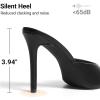 image:imageDREAM PAIRS Mule Heels for Women High Heels Stiletto Open Round Peep Toe Mules Sandals Slip on Dress Shoes Sexy Heeled for Party Dressy Prom WeddingBlackpu