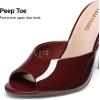 image:imageDREAM PAIRS Mule Heels for Women High Heels Stiletto Open Round Peep Toe Mules Sandals Slip on Dress Shoes Sexy Heeled for Party Dressy Prom WeddingBurgundy