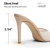 image:imageDREAM PAIRS Mule Heels for Women High Heels Stiletto Open Round Peep Toe Mules Sandals Slip on Dress Shoes Sexy Heeled for Party Dressy Prom WeddingNudemesh