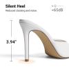 image:imageDREAM PAIRS Mule Heels for Women High Heels Stiletto Open Round Peep Toe Mules Sandals Slip on Dress Shoes Sexy Heeled for Party Dressy Prom WeddingWhite